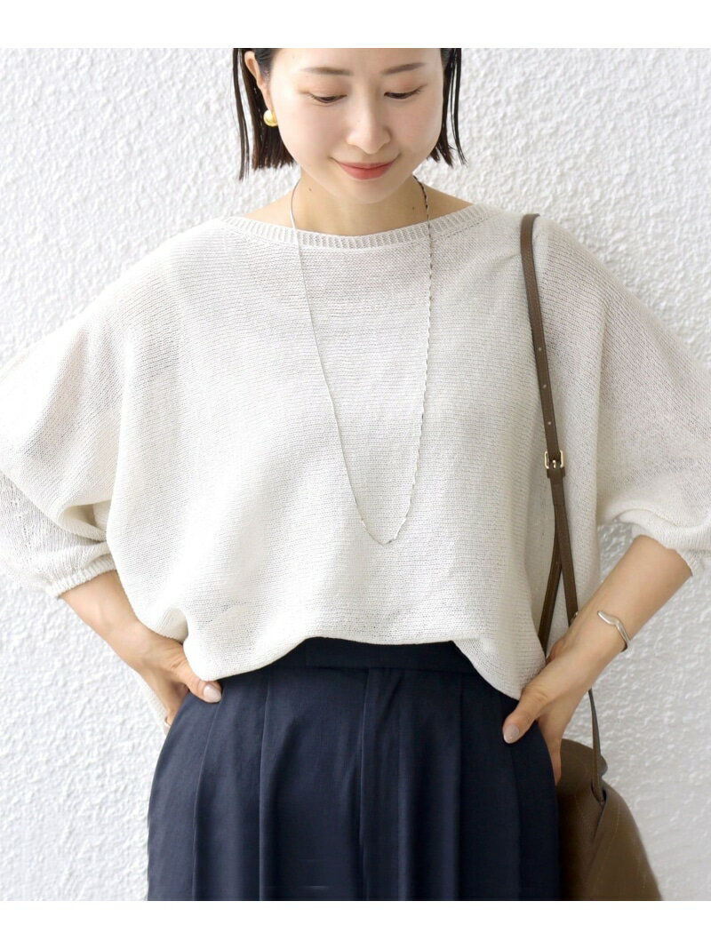 ＜手洗い可能＞ペーパー パフ スリーブ 半袖 ニット SHIPS WOMEN シップス トップス ニット ブラウン ネイビー ホワイト ブルー【送料無料】[Rakuten Fashion]