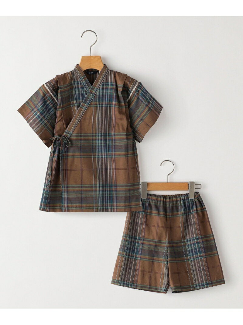 SHIPS KIDS:80~90cm / 綿麻 甚平 SHIPS KIDS シップス 着物・浴衣・和装小物 浴衣 ブラウン グレー レッド【送料無料】[Rakuten Fashion]