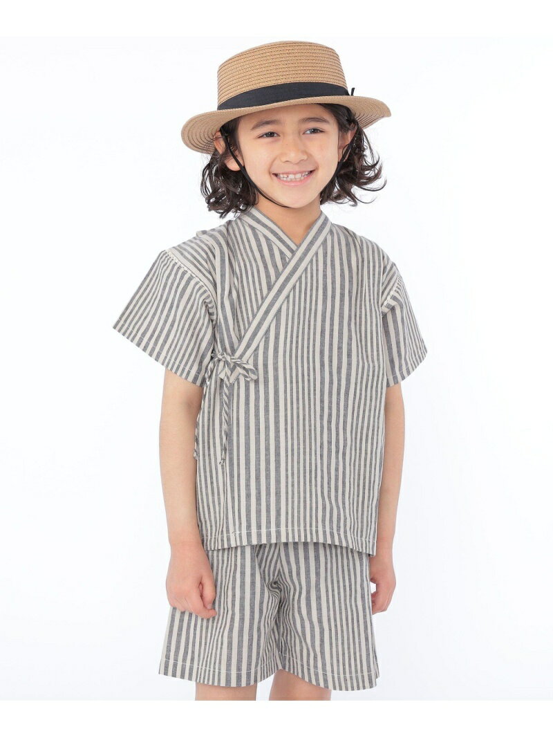 SHIPS KIDS:100~120cm / 綿麻 甚平 SHIPS KIDS シップス 着物・浴衣・和装小物 浴衣 グレー ブラウン レッド【送料無料】[Rakuten Fashion]