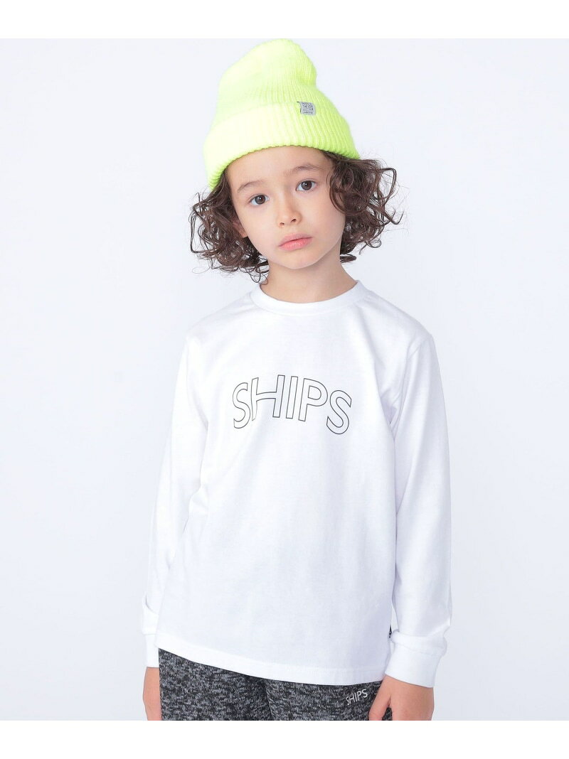 [WEB 한정] SHIPS KIDS : 100 ~ 160cm / SHIPS 라운드 프린트 로고 롱 슬리브 T 셔츠 SHIPS KIDS 쉽스 탑스 컷소우 T 셔츠 네이비 블랙 화이트 그레이 [무료 배송] [Rakuten Fashion]