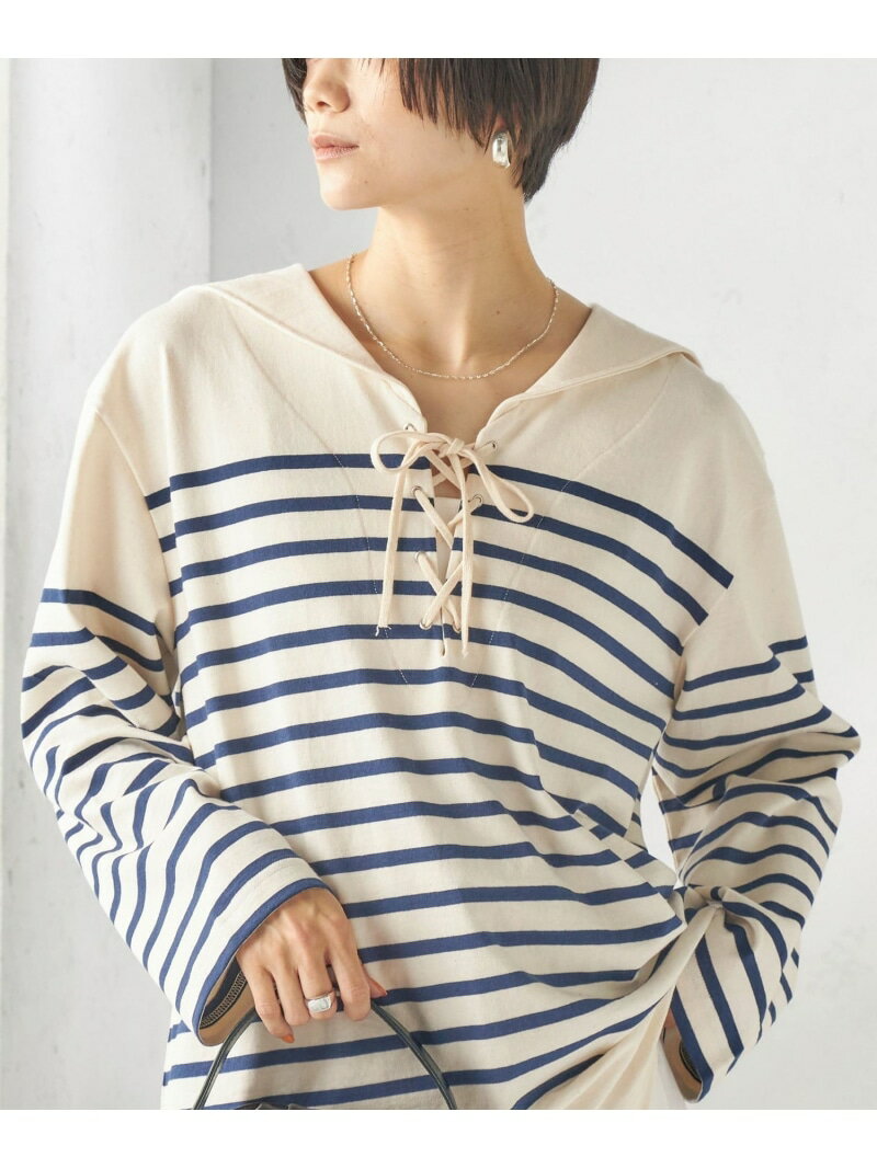 Rakuten - 【SHIPS別注】Le minor: ボーダー セーラーカラー プルオーバー SHIPS WOMEN シップス トップス カットソー・Tシャツ ネイビー パープル【送料無料】[Rakuten Fashion]