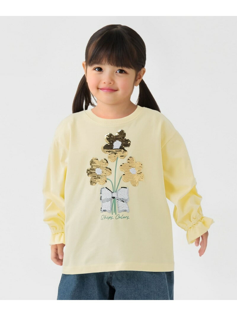 Rakuten - SHIPS Colors:100~130cm / ＜手洗い可能＞スパンコール 刺繍 ロンT SHIPS Colors シップス トップス カットソー・Tシャツ ピンク ブルー イエロー グリーン[Rakuten Fashion]