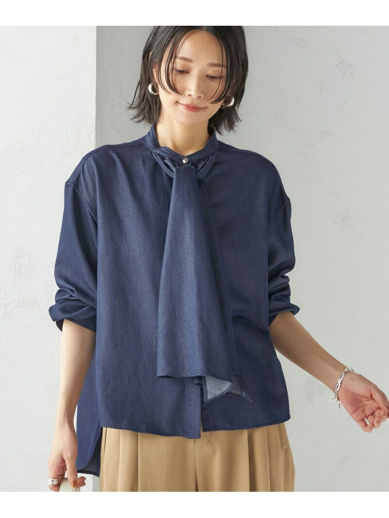 Rakuten - 【SALE／30%OFF】＜手洗い可能＞デニム ライク リボン タイ ブラウス SHIPS WOMEN シップス トップス シャツ・ブラウス ネイビー【RBA_E】【送料無料】[Rakuten Fashion]