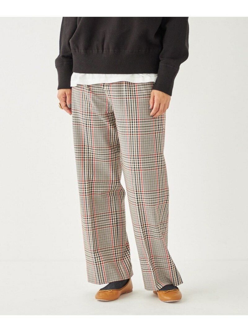 【SALE／50%OFF】SHIPS Colors:＜洗濯機可能＞TR チェック タック ワイド パンツ SHIPS Colors シップス パンツ スラックス・ドレスパンツ ブラウン ホワイト【RBA_E】[Rakuten Fashion]