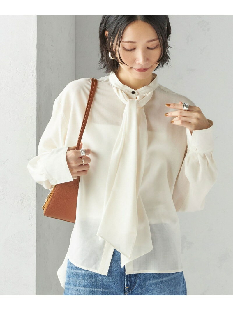 Rakuten - 【SALE／30%OFF】＜手洗い可能＞シアー リボン タイ ブラウス SHIPS WOMEN シップス トップス シャツ・ブラウス ベージュ【RBA_E】【送料無料】[Rakuten Fashion]