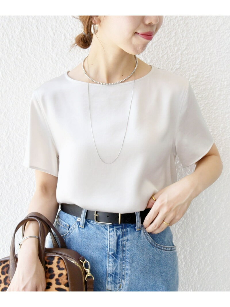 【SALE／40%OFF】＜手洗い可能＞サテン ショート スリーブ ブラウス SHIPS WOMEN シップス トップス シャツ・ブラウス ブラック ブラウン ブルー【RBA_E】【送料無料】[Rakuten Fashion]のサムネイル