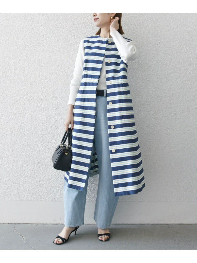 【SALE／50%OFF】SHIPS any:キャンバス ボーダー ジレ ワンピース SHIPS any シップス ワンピース・ドレス ワンピース ホワイト ネイビー【RBA_E】【送料無料】[Rakuten Fashion]