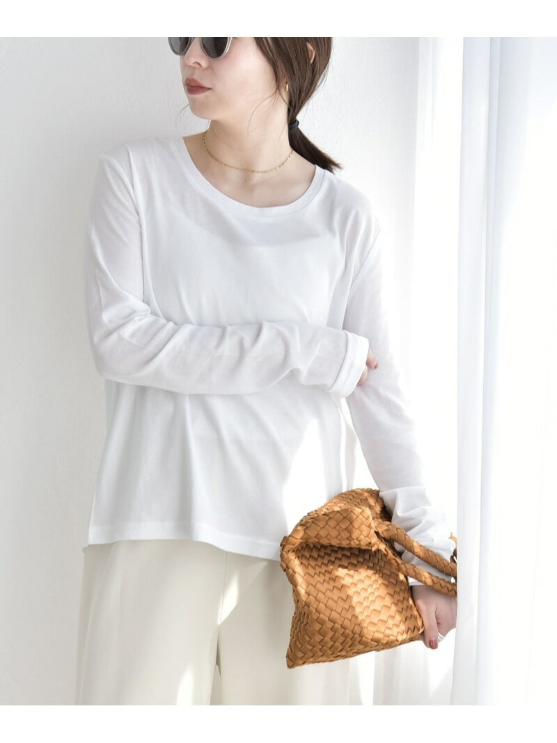 Rakuten - quaranciel:＜接触冷感/手洗い可能＞シアー コットン クルーネック ロンTEE quaranciel シップス トップス カットソー・Tシャツ ブラック ホワイト【送料無料】[Rakuten Fashion]