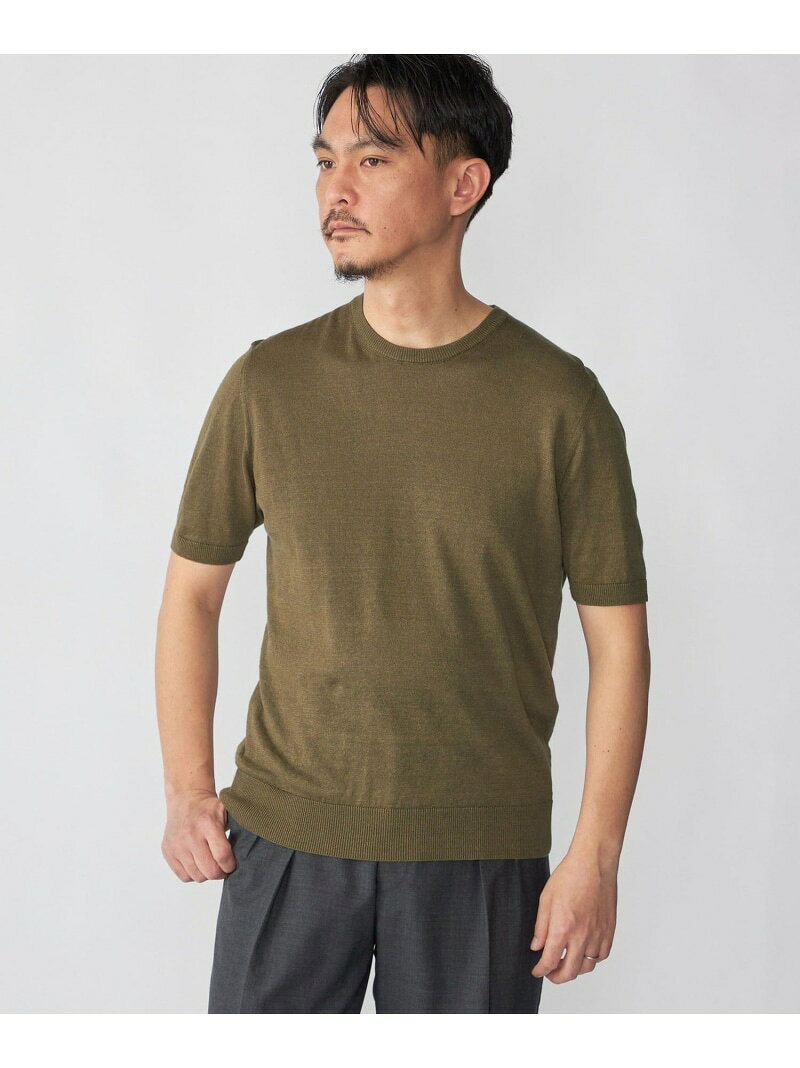 Rakuten - Drumohr: リネン コットン ガーメントダイ クルーネック ニット Tシャツ SHIPS MEN シップス トップス カットソー・Tシャツ ブラック グリーン ネイビー【送料無料】[Rakuten Fashion]