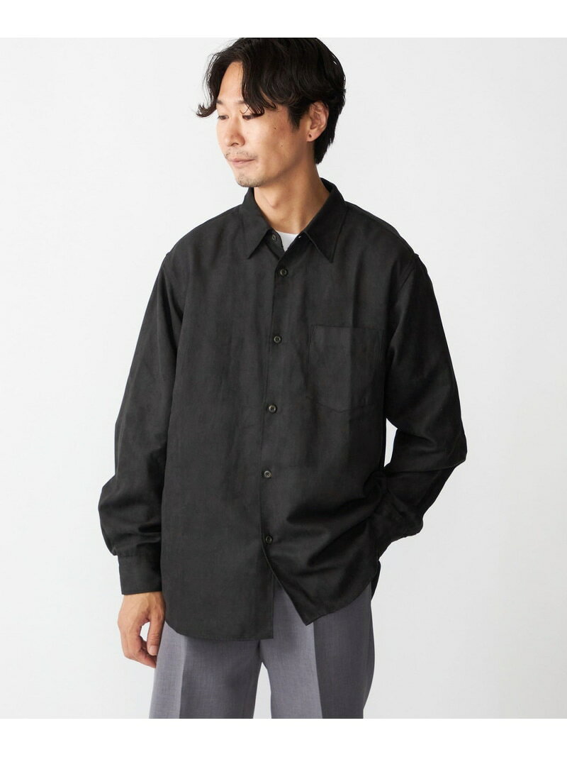 BENCH MARKING SHIRT: レギュラーカラー ポリエステル フェイクスエード シャツ SHIPS MEN シップス トップス シャツ・ブラウス グレー ベージュ