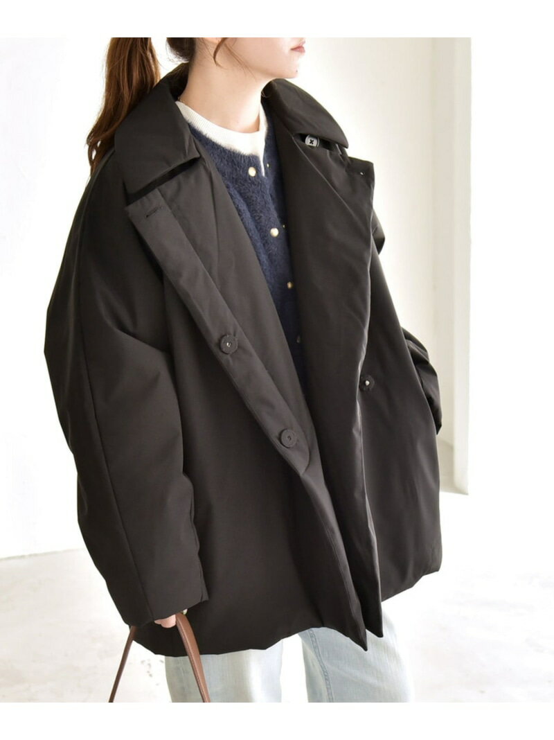 quaranciel:＜撥水加工＞中綿 テーラード ミドル Wボタン ジャケット コート quaranciel シップス ジャケット・アウター その他のジャケット・アウター ブラック グリーン【送料無料】[Rakuten Fashion]