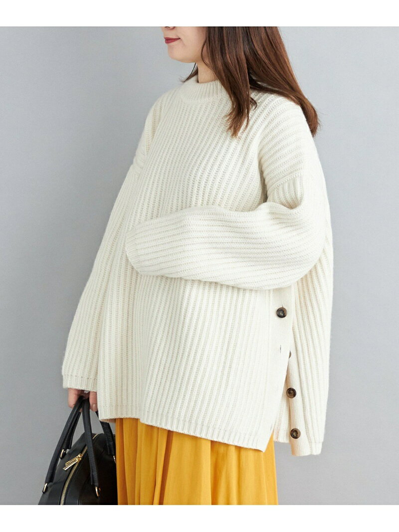 【SALE／50%OFF】＜手洗い可能＞HAMILTON RENU サイドボタンプルオーバー◇ SHIPS WOMEN シップス トップス ニット ブラック レッド ホワイト【RBA_E】【送料無料】[Rakuten Fashion]のサムネイル