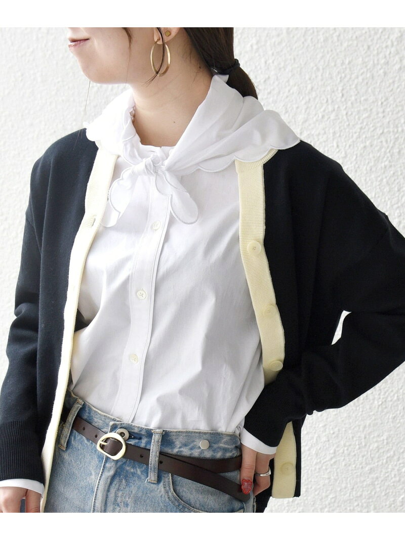 Rakuten - 【SALE／30%OFF】SHIPS any:＜洗濯機可能＞スカラップ スカーフ付 バンドカラー シャツ SHIPS any シップス トップス シャツ・ブラウス ネイビー ホワイト【RBA_E】【送料無料】[Rakuten Fashion]
