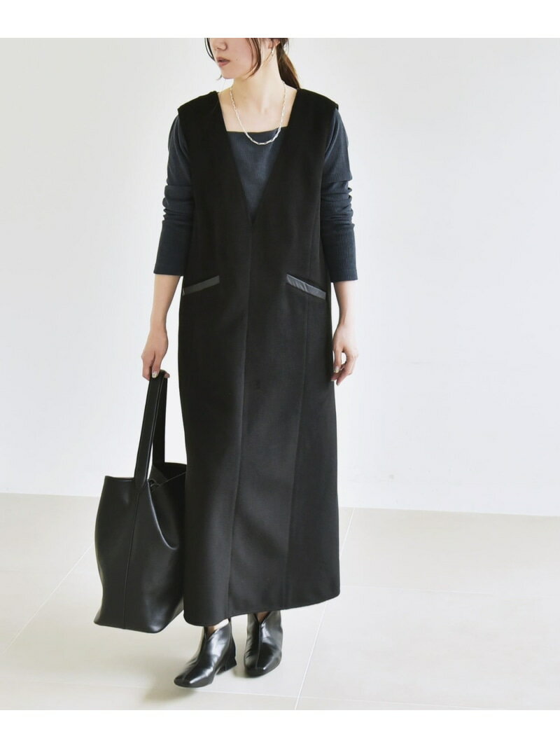 quaranciel: ジャージー メルトン Vネック ジャンパー スカート quaranciel シップス ワンピース・ドレス ジャンパースカート ブラック グリーン【送料無料】[Rakuten Fashion]