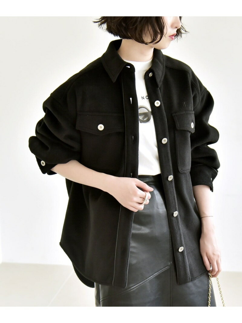 樂天商城 - 【SALE／30%OFF】quaranciel: ジャージー メルトン パイピング CPO ビッグ シャツ ジャケット quaranciel シップス ジャケット・アウター その他のジャケット・アウター ブラック グリーン【RBA_E】【送料無料】[Rakuten Fashion]