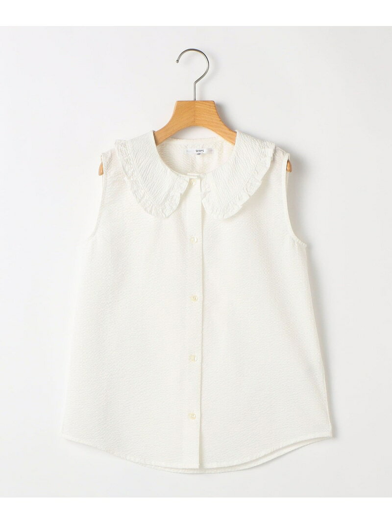 【SALE／35%OFF】SHIPS KIDS:140~150cm / フリルカラー ノースリーブ ブラウス SHIPS KIDS シップス トップス シャツ・ブラウス ホワイト【RBA_E】【送料無料】[Rakuten Fashion]