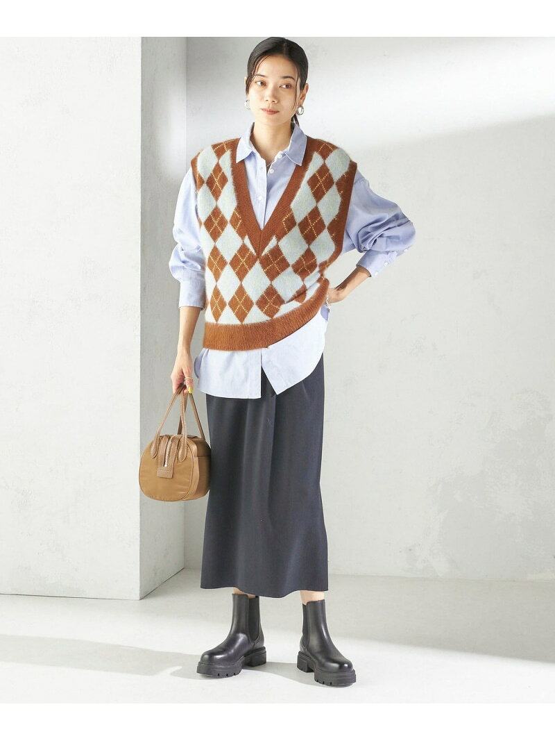 【SALE／30%OFF】＜手洗い可能＞ディープ Vネック アーガイル ベスト SHIPS WOMEN シップス トップス ベスト・ジレ ブラウン ワインレッド【RBA_E】【送料無料】[Rakuten Fashion]