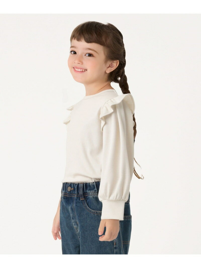 【SALE／20%OFF】SHIPS Colors:90~140cm / パフショルダー ロングスリーブ トップス◇ SHIPS Colors シップス トップス カットソー・Tシャツ ホワイト グレー【RBA_E】[Rakuten Fashion]