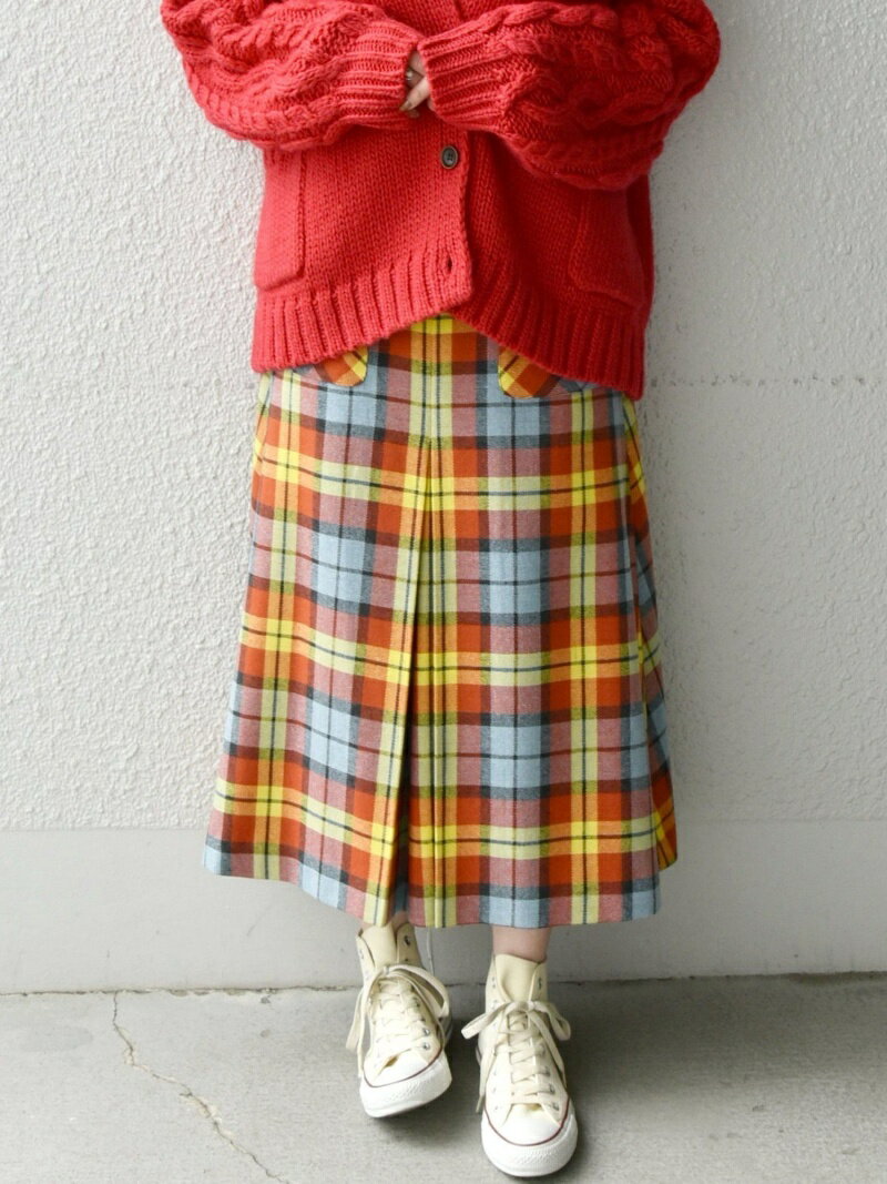 【SALE／30%OFF】SHIPS any:＜ウォッシャブル＞IN.TES.PRA チェック フレア ロング スカート SHIPS any シップス スカート ロング・マキシスカート パープル オレンジ【RBA_E】【送料無料】[Rakuten Fashion]