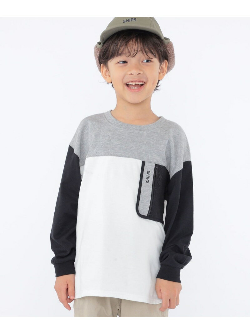 乐天商城 - 【SALE／50%OFF】SHIPS KIDS:100~130cm /＜接触冷感/UVカット＞長袖 TEE SHIPS KIDS シップス トップス カットソー・Tシャツ グレー ホワイト【RBA_E】[Rakuten Fashion]