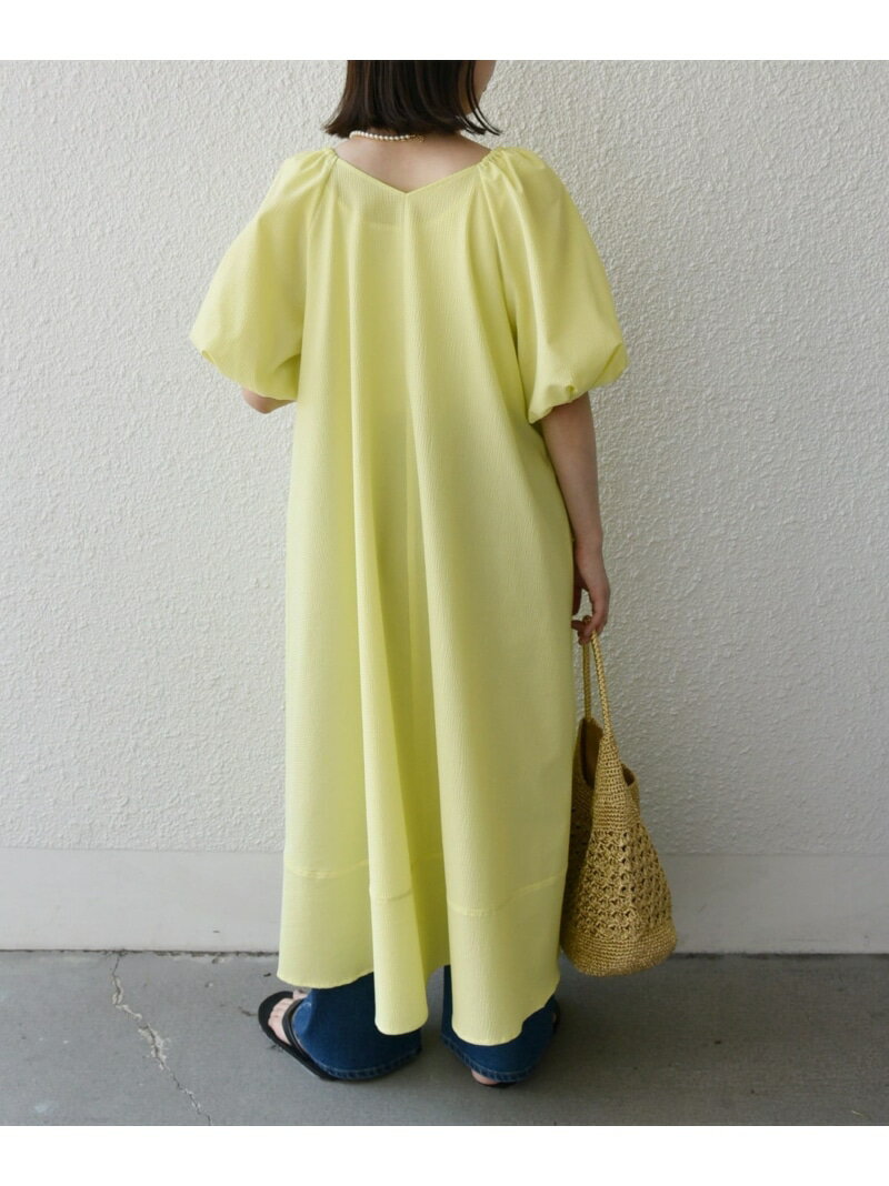 【SALE／20%OFF】SHIPS Colors:＜接触冷感・洗濯機可能＞サッカー 2WAY パフスリーブ ワンピース SHIPS Colors シップス ワンピース・ドレス ワンピース イエロー ブラック【RBA_E】【送料無料】[Rakuten Fashion]