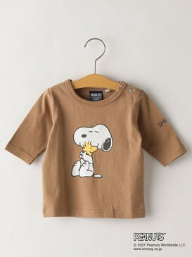 SHIPS KIDS:スヌーピー 7分袖 TEE(80~90cm) SHIPS KIDS シップス カットソー キッズカットソー ブラウン ブルー【送料無料】[Rakuten Fashion]