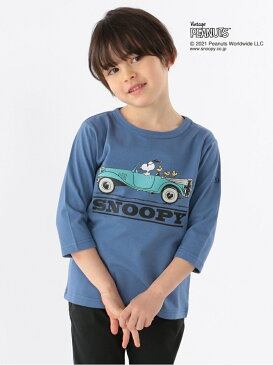 SHIPS KIDS:スヌーピー 7分袖 TEE(100~130cm) SHIPS KIDS シップス カットソー キッズカットソー ブラウン ブルー【送料無料】[Rakuten Fashion]