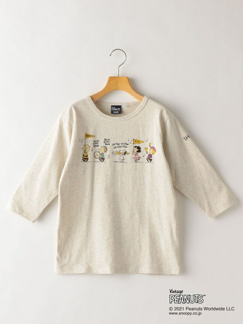 SHIPS KIDS:スヌーピー 7分袖 TEE(145~160cm) SHIPS KIDS シップス カットソー キッズカットソー ブルー ブラウン【送料無料】[Rakuten Fashion]