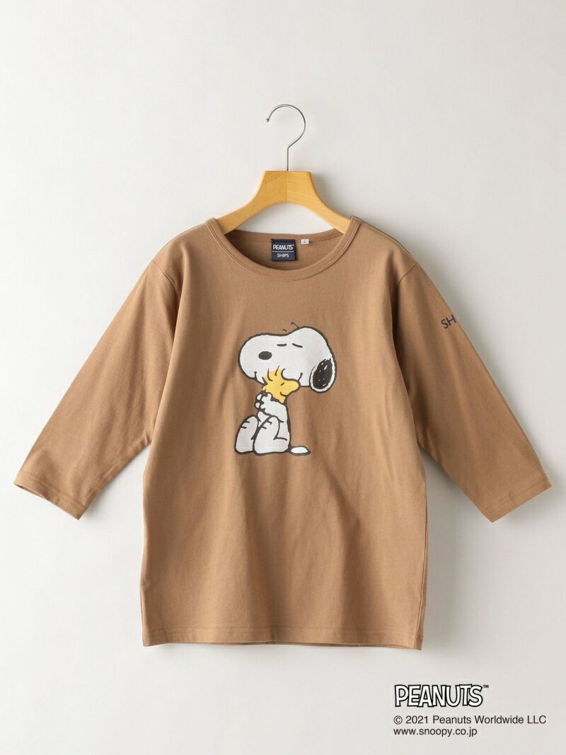 SHIPS KIDS:スヌーピー 7分袖 TEE(145~160cm) SHIPS KIDS シップス カットソー キッズカットソー ブルー ブラウン【送料無料】[Rakuten Fashion]