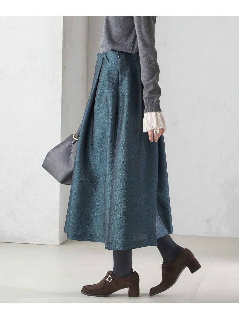 【SALE／60%OFF】＜手洗い可能＞ラメ ブッチャー タック フレア スカート SHIPS WOMEN シップス スカート その他のスカート ブルー ベージュ【RBA_E】【送料無料】[Rakuten Fashion]