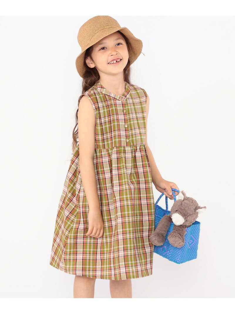 【SALE／30%OFF】SHIPS KIDS:100~130cm / コットン チェック ノースリーブ ワンピース SHIPS KIDS シップス ワンピース・ドレス ワンピース ネイビー【RBA_E】【送料無料】[Rakuten Fashion]