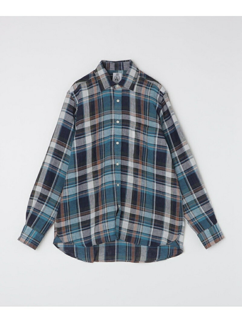 【SALE/40%OFF】CORDINGS: マブチ チェック リネン シャツ SHIPS MEN シップス トップス シャツ・ブラウス ブラウン ブルー【RB...