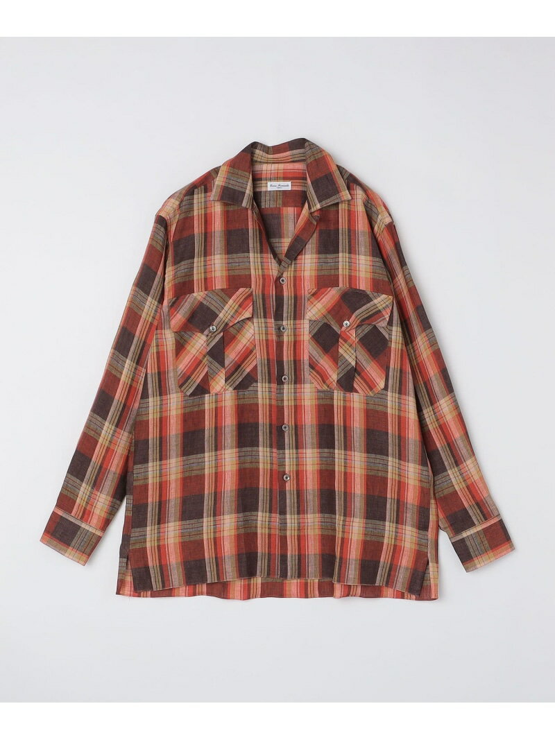 【SALE／40%OFF】【SHIPS別注】Errico Formicola: リネン マドラス オープンカラー シャツ SHIPS MEN シップス トップス シャツ・ブラウス レッド【RBA_E】【送料無料】[Rakuten Fashion]