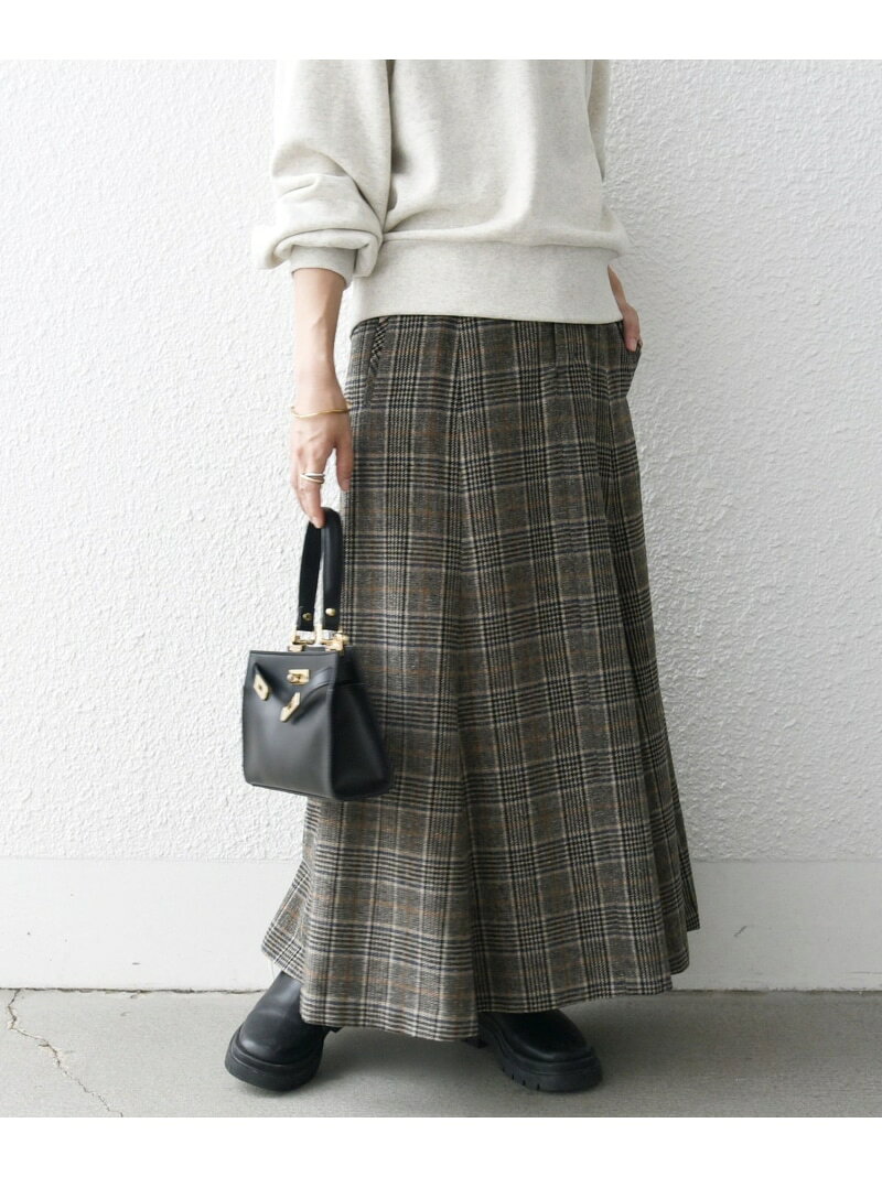 【SALE／30%OFF】SHIPS any:(手洗い可能)ウール ミックス チェック フレア スカート SHIPS any シップス スカート ロング・マキシスカート ブラウン ブラック【RBA_E】【送料無料】[Rakuten Fashion]