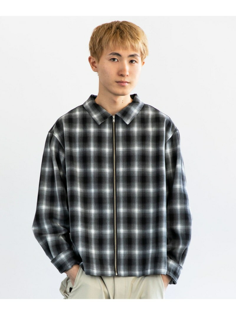 乐天商城 - 【SALE／50%OFF】City Ambient Products: オンブレ チェック シャツ ジップ アウター SHIPS MEN シップス トップス シャツ・ブラウス ブラック ブラウン【RBA_E】【送料無料】[Rakuten Fashion]