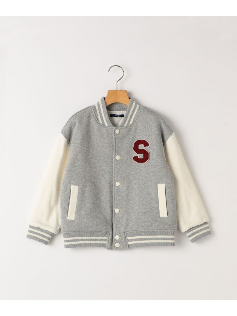 Stadium Jumper - SHIPS KIDS:90cm/スタジアム ジャケット SHIPS KIDS シップス ジャケット・アウター スタジャン・スカジャン ネイビー グレー【送料無料】[Rakuten Fashion]