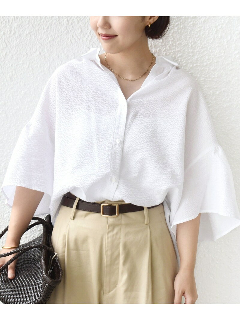 【SALE／40%OFF】【WEB限定】＜手洗い可能＞サッカー ギャザー シャツ 羽織 SHIPS WOMEN シップス トップス シャツ・ブラウス ホワイト ブラック【RBA_E】【送料無料】[Rakuten Fashion]