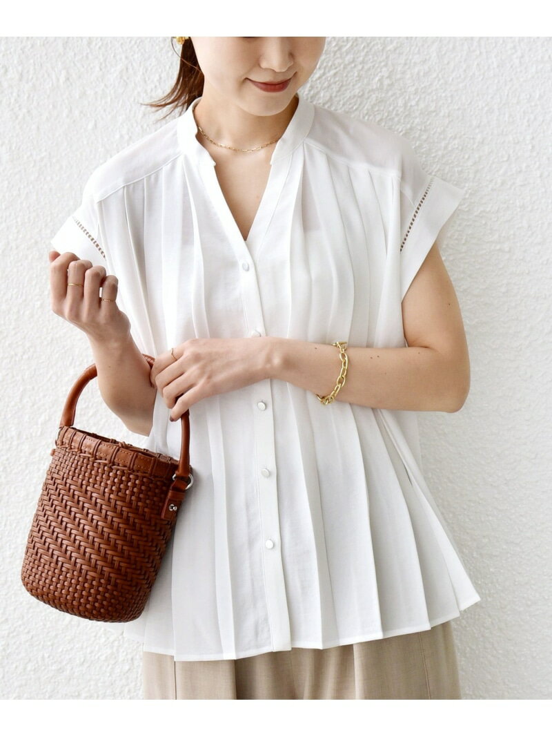 Rakuten - 【WEB限定】＜手洗い可能＞ストレッチ ジョーゼット プリーツ スキッパー ブラウス SHIPS WOMEN シップス トップス シャツ・ブラウス ネイビー ホワイト【送料無料】[Rakuten Fashion]