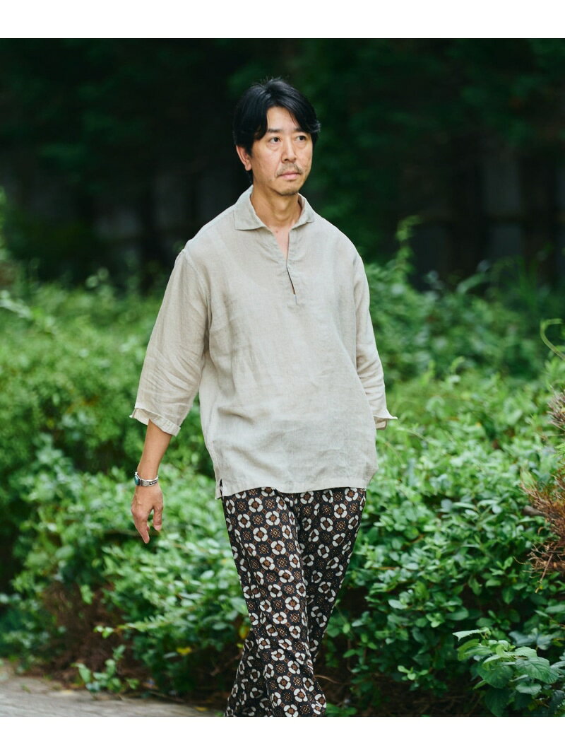 【SALE／40%OFF】SHIPS: HERDMANS リネン 7スリーブ カプリ シャツ SHIPS MEN シップス トップス シャツ・ブラウス ホワイト ベージュ ブラウン ネイビー【RBA_E】【送料無料】[Rakuten Fashion]