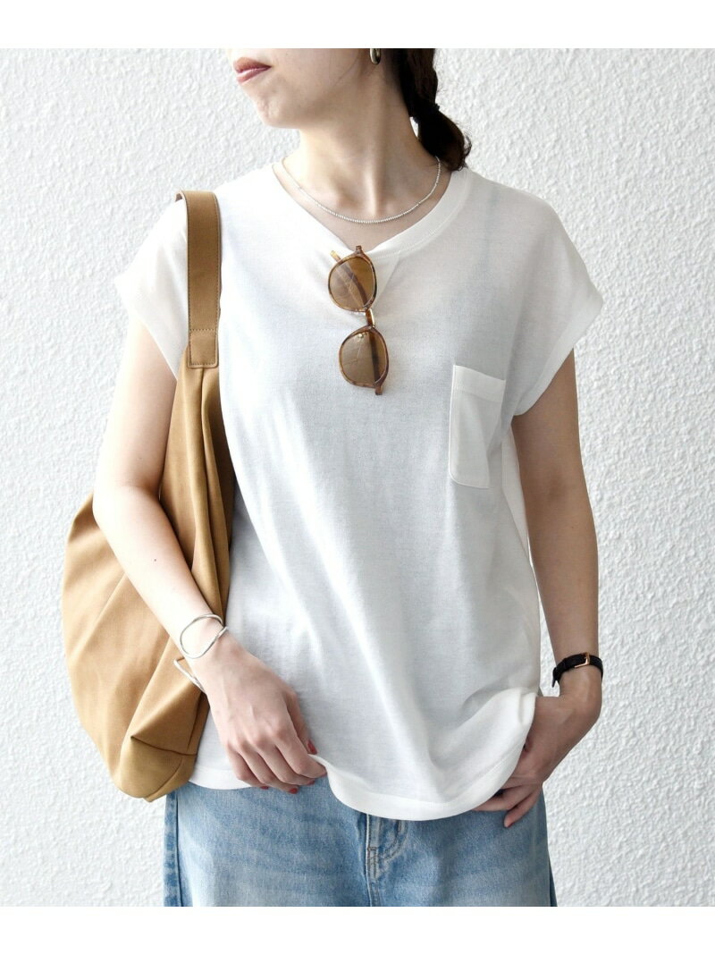 Rakuten - SHIPS any:＜洗濯機可能＞シアー 裏毛 クルーネック フレンチ スリーブ TEE SHIPS any シップス トップス カットソー・Tシャツ ホワイト グレー ピンク【送料無料】[Rakuten Fashion]