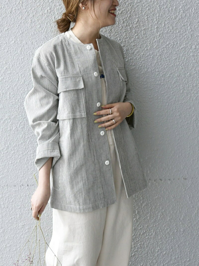 【SALE／30%OFF】SHIPS any: ヒッコリー ワークジャケット SHIPS any シップス ジャケット・アウター ノーカラージャケット ネイビー【RBA_E】【送料無料】[Rakuten Fashion]