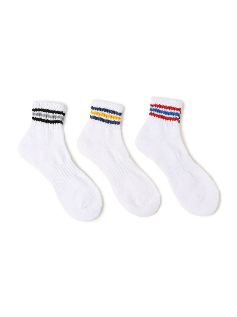 SHIPS any: 3足セット クオーター ソックス SHIPS any シップス 靴下・レッグウェア 靴下 レッド ホワイト[Rakuten Fashion]