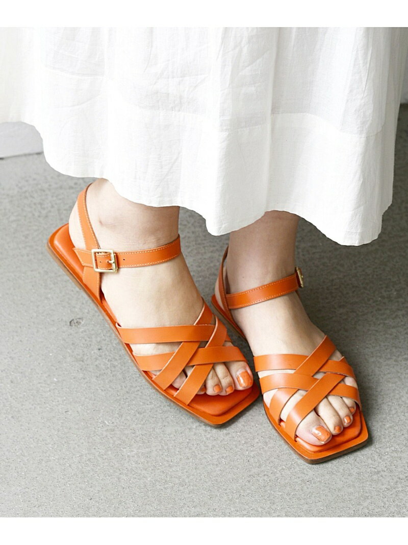 【SALE／30%OFF】Stephanie: レザー フラット ストラップ サンダル SHIPS any シップス シューズ・靴 サンダル オレンジ ホワイト ブラック【RBA_E】【送料無料】[Rakuten Fashion]のサムネイル