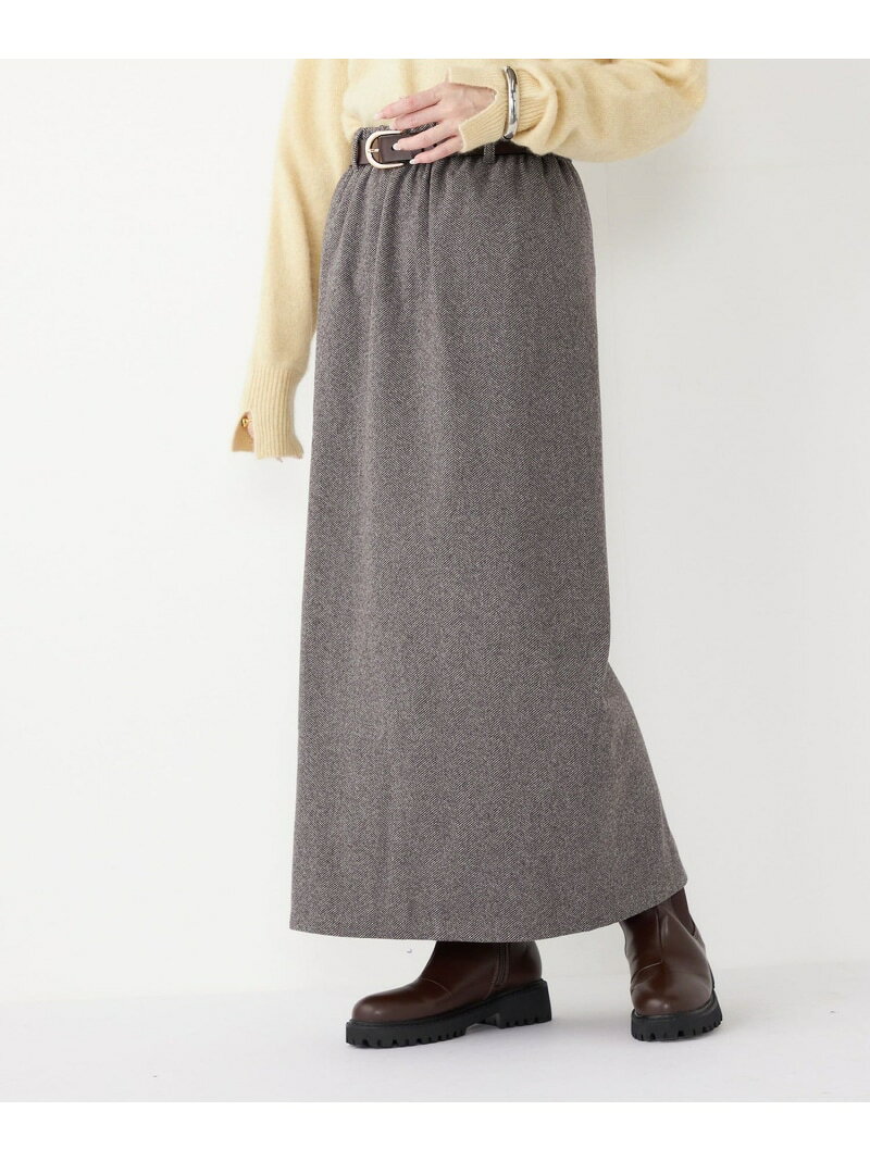 樂天商城 - 【SALE／20%OFF】SHIPS Colors:＜手洗い可能＞ジャージー へリボーン / チェック タイトスカート SHIPS Colors シップス スカート ロング・マキシスカート ブラウン ブラック【RBA_E】【送料無料】[Rakuten Fashion]