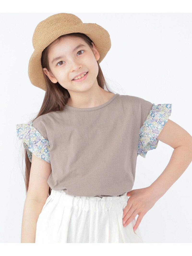 【SALE／30%OFF】SHIPS KIDS:140~150cm / リバティ フリル ノースリーブ TEE SHIPS KIDS シップス トップス ノースリーブ・タンクトップ ブラウン ネイビー【RBA_E】【送料無料】[Rakuten Fashion]