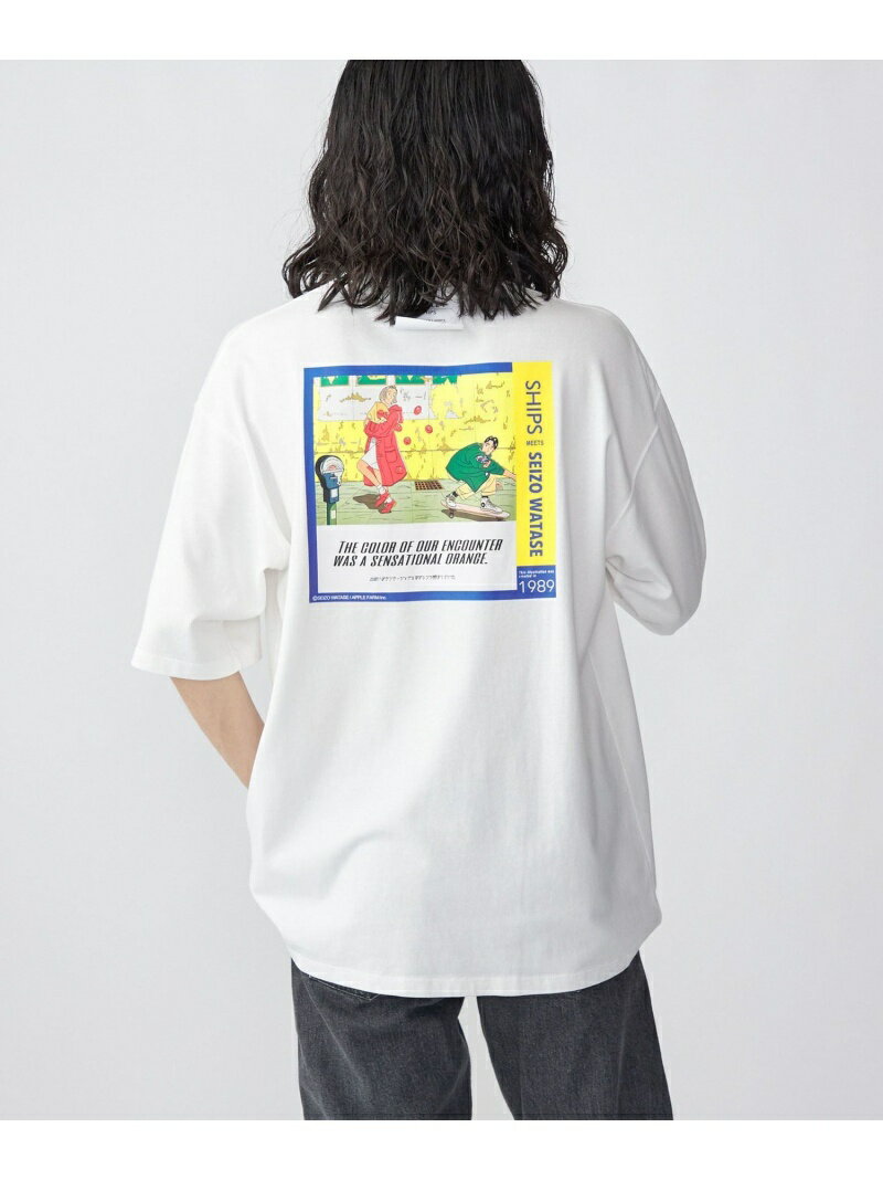 【SALE／50%OFF】SHIPS: WATASE SEIZO コラボレーション Tシャツ SHIPS シップス トップス シャツ・ブラウス ホワイト グレー【RBA_E】[Rakuten Fashion]