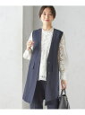 <手洗い可能>トリアセテート混 ロング ジレ(セットアップ対応可) SHIPS WOMEN シップス トップス ベスト・ジレ ネイビー【送料無料】[Rakute...