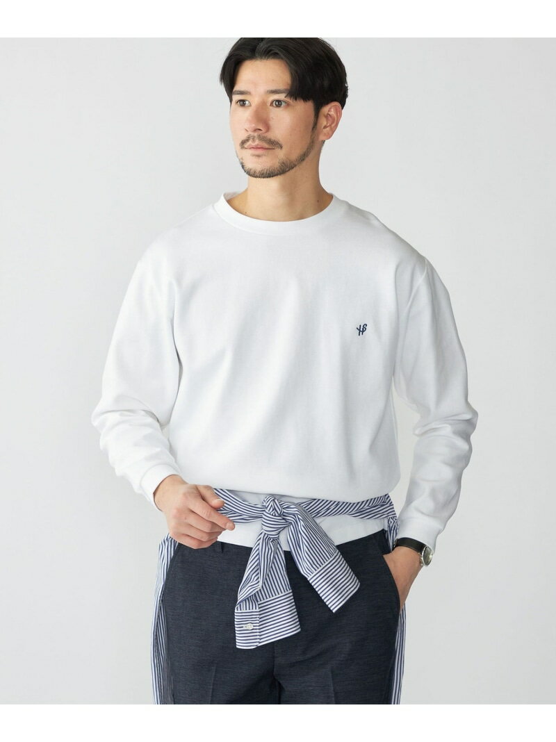 【SALE／10%OFF】【WEB限定】SHIPS:＜抗菌防臭＞ワンポイントロゴ ハイゲージバーズアイ ダブルフェイス 長袖Tシャツ SHIPS MEN シップス トップス カットソー・Tシャツ ネイビー グレー ホワイト ベージュ【RBA_E】【送料無料】[Rakuten Fashion]