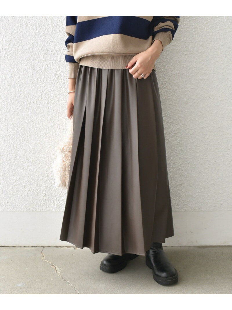 【SALE／20%OFF】SHIPS Colors:合成皮革 ワイド プリーツ スカート◇ SHIPS Colors シップス スカート ロング・マキシスカート ブラック ブラウン【RBA_E】【送料無料】[Rakuten Fashion]