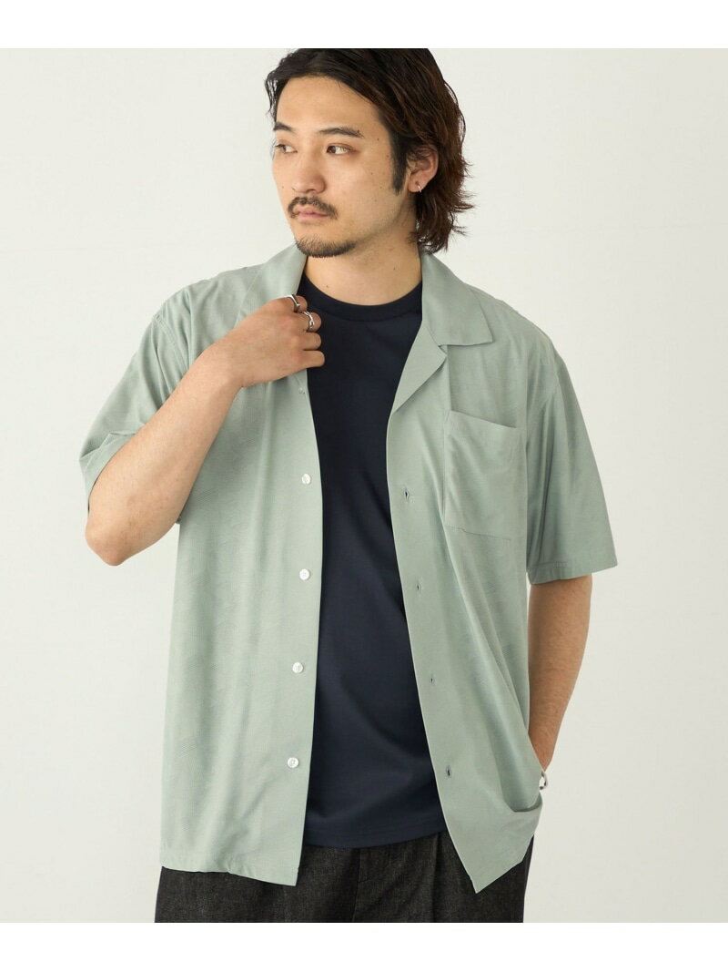 Rakuten - SHIPS Colors:＜接触冷感＞カット ジャカード オープンカラー シャツ SHIPS Colors シップス トップス シャツ・ブラウス グレー ネイビー【送料無料】[Rakuten Fashion]